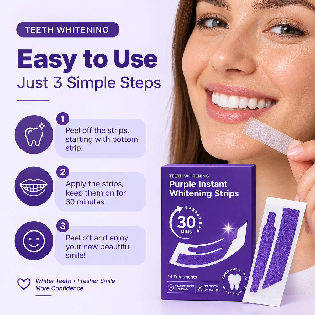 Purple Instant Teeth Whitening Strips